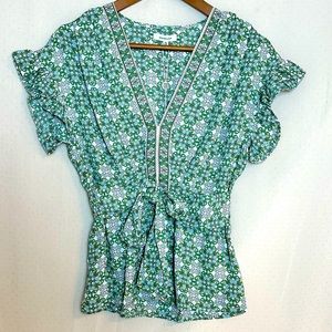 NWT Max Studio V-Neck Short Sleeve Blouse Size XS